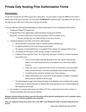 Private Duty Nursing Prior Authorization Form