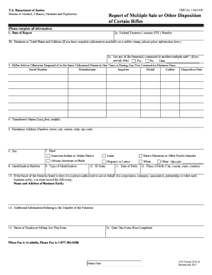 ATF Form 3310.12 Multiple Rifle Sale Report