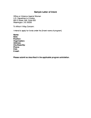 Letter of Intent for Violence Against Women Program