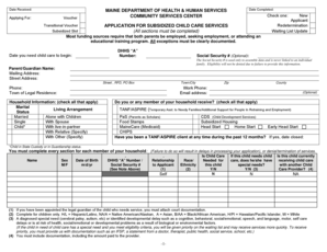 Maine Subsidized Child Care Services Application