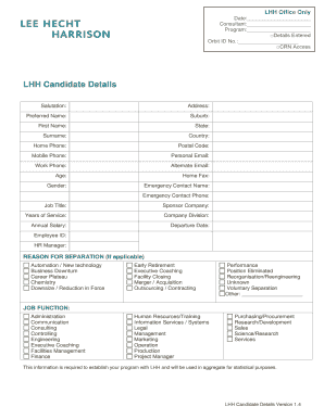 LHH Candidate Details Form
