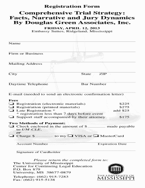 Registration Form for Trial Strategy Seminar