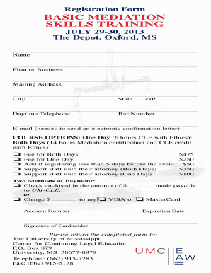 Basic Mediation Skills Training Registration Form