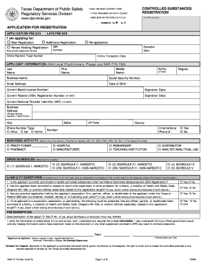 Texas Controlled Substances Registration Application