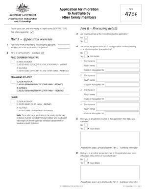Australia Other Family Migration Form 47OF