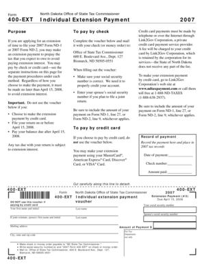 North Dakota 2007 Individual Extension Payment Form