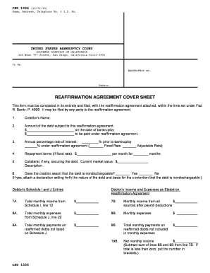 US Bankruptcy Reaffirmation Agreement