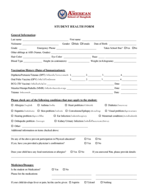Student Health Form