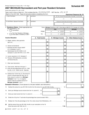 Michigan Nonresident and Part-Year Resident Schedule