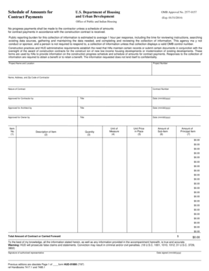 HUD-51000 Schedule of Amounts for Contract Payments