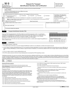 IRS Form W-9 Request for Taxpayer Identification Number and Certification