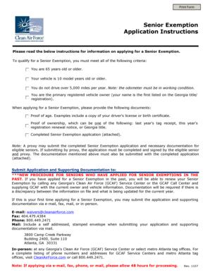 Georgia Senior Exemption Application