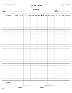 California Client Days by Month Form