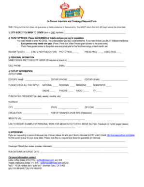 In-Person Interview and Coverage Request Form