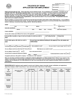Texas State Application for Employment