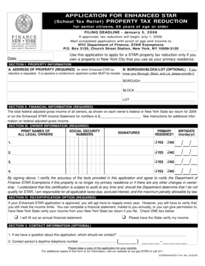 Application for Enhanced STAR (School Tax Relief) Property Tax Reduction. Adobe PDF Personal Property Tax Reduction Application, Income Statement, and Instructions