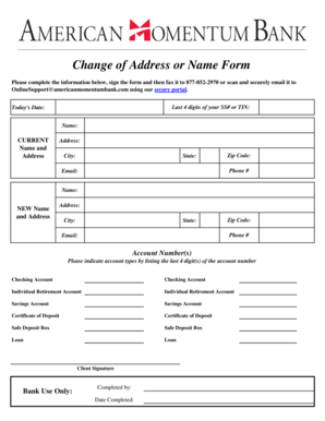 Change of Address or Name Form
