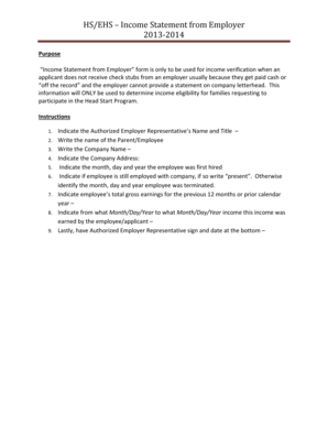 Income Statement from Employer