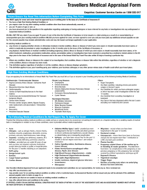 Travellers Medical Appraisal Form