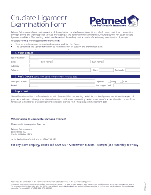 Cruciate Ligament Examination Form