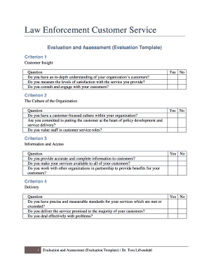 Law Enforcement Customer Service Evaluation Template