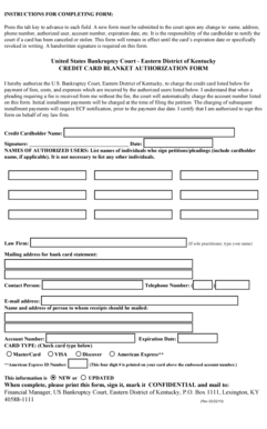 Credit Card Blanket Authorization Form
