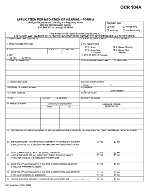 Michigan Workers Compensation Application