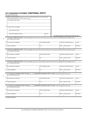 UCC Financing Statement Additional Party Form