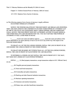 Statutory Power of Attorney Form