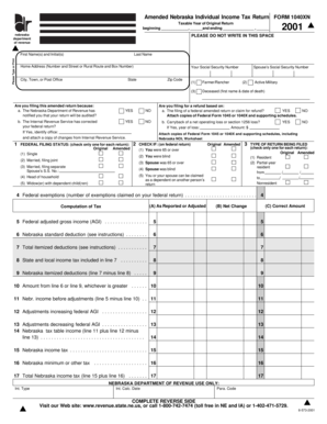 Amended Nebraska Individual Income Tax Return