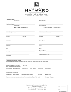 Vendor Application Form
