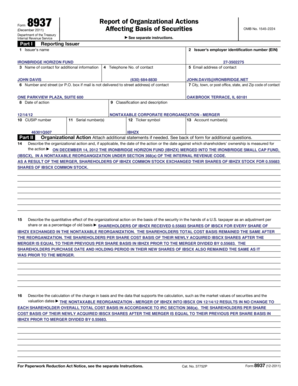 Form 8937 Report of Organizational Actions