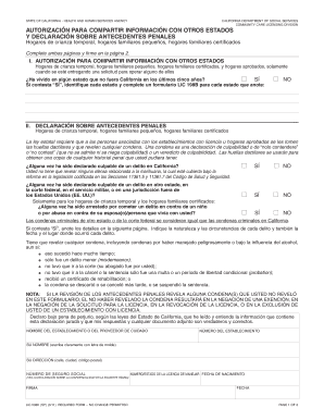 AUTORIZACIÓN PARA COMPARTIR INFORMACIÓN CON OTROS ESTADOS Y DECLARACIÓN SOBRE ANTECEDENTES PENALES
