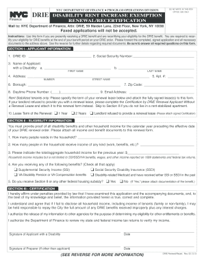 NYC Disability Rent Increase Exemption Renewal Form