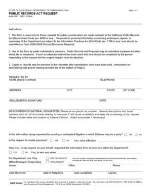 California Public Records Act Request Form