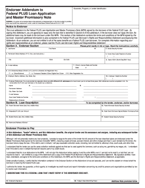 Federal PLUS Loan Endorser Addendum