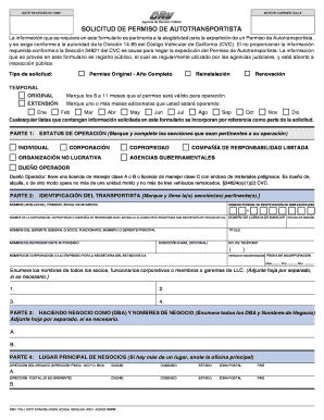 Solicitud de Permiso de Autotransportista