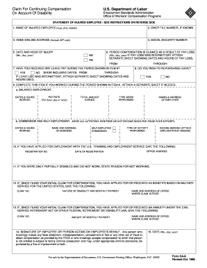 Claim for Continuing Compensation Form CA-8