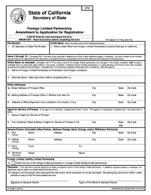California Foreign Limited Partnership Amendment Form