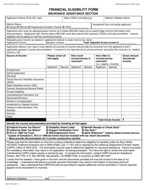 California Insurance Assistance Eligibility Form