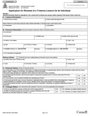 Application for Renewal of a Firearms Licence for an Individual
