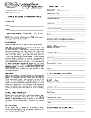 Diet Diary Form