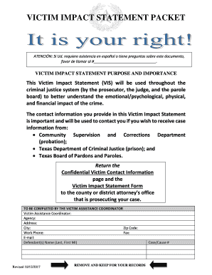 Texas Victim Impact Statement Form