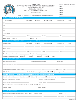 Utah Crime Victim Reparations Application