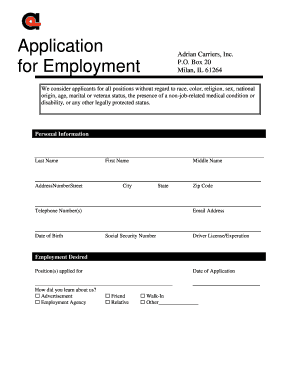 Employment Application Form
