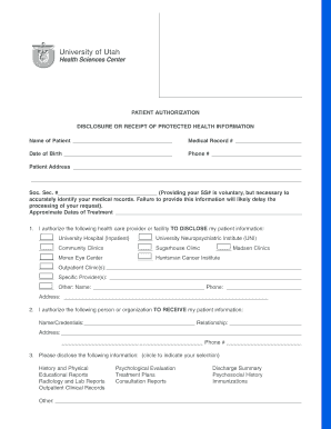 Patient Authorization for Health Information Disclosure