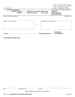 Michigan Friend of the Court Grievance Form