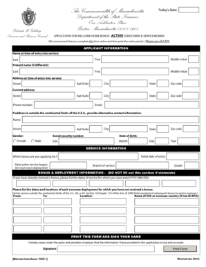 APPLICATION FOR WELCOME HOME BONUS - mass
