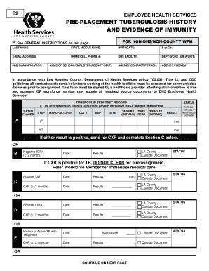 Los Angeles County Employee Health Clearance Form