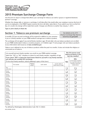2015 Premium Surcharge Change Form